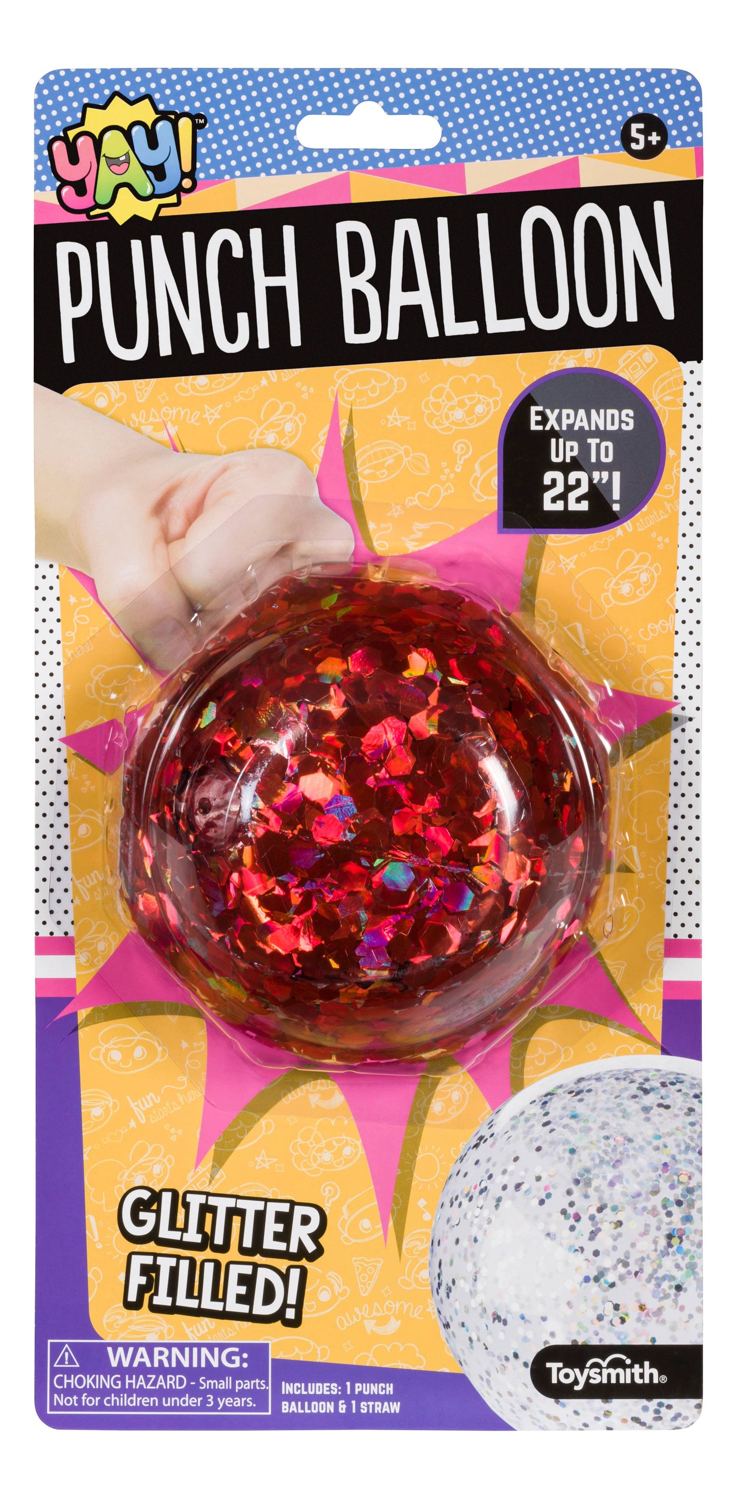 Glitter Punch Balloon Assorted Color Surprise Pull