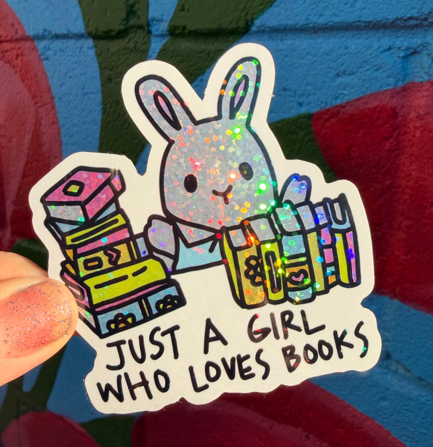 Just A Girl Who Loves Books Glitter Sticker