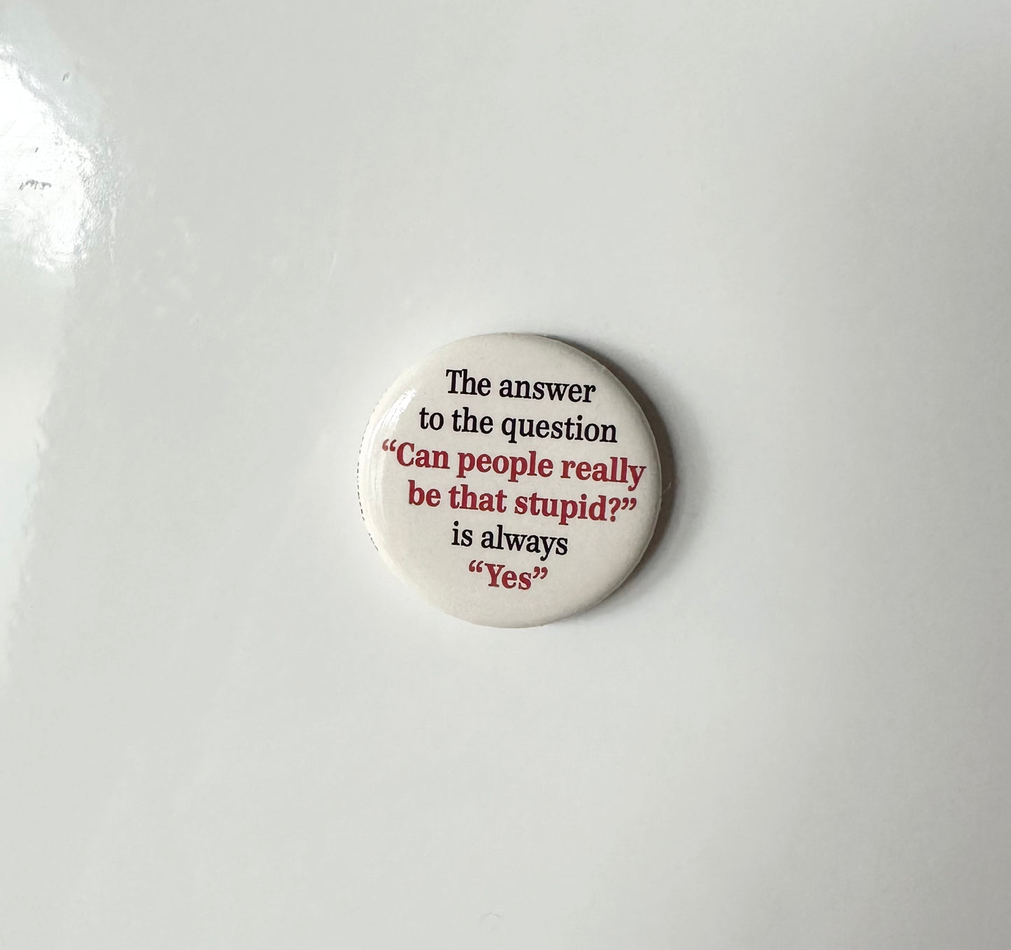 The Answer To The Question "Can People Really Be That Stupid?" Is Always Yes Button Magnet