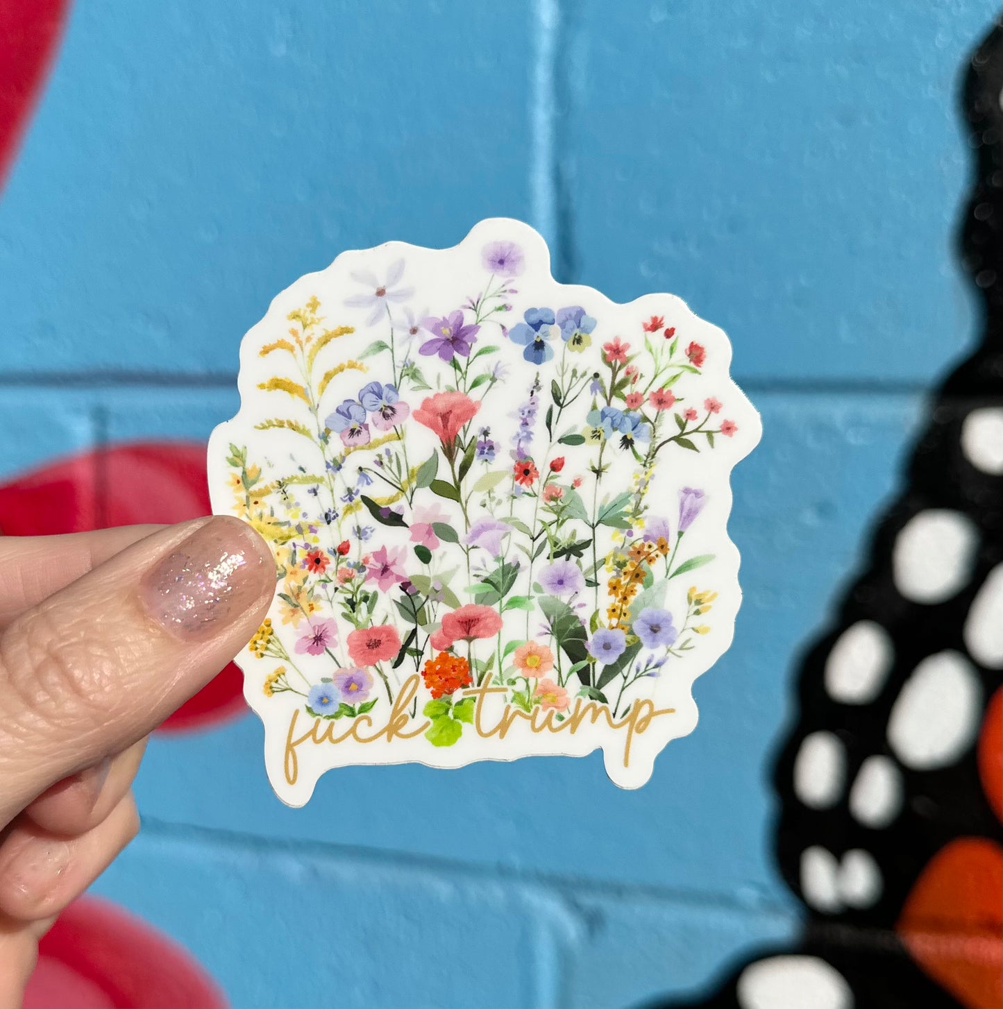 Hidden "Fuck Trump" Floral Sticker