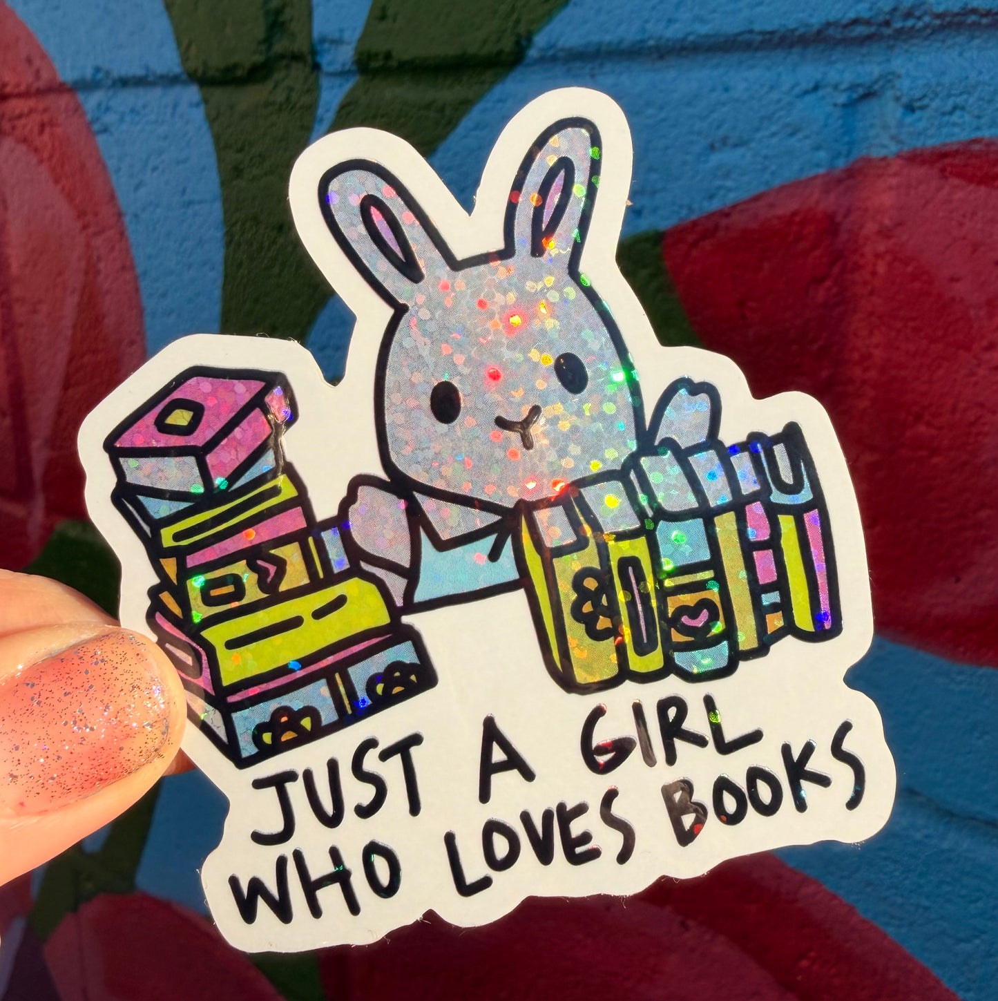 Just A Girl Who Loves Books Glitter Sticker