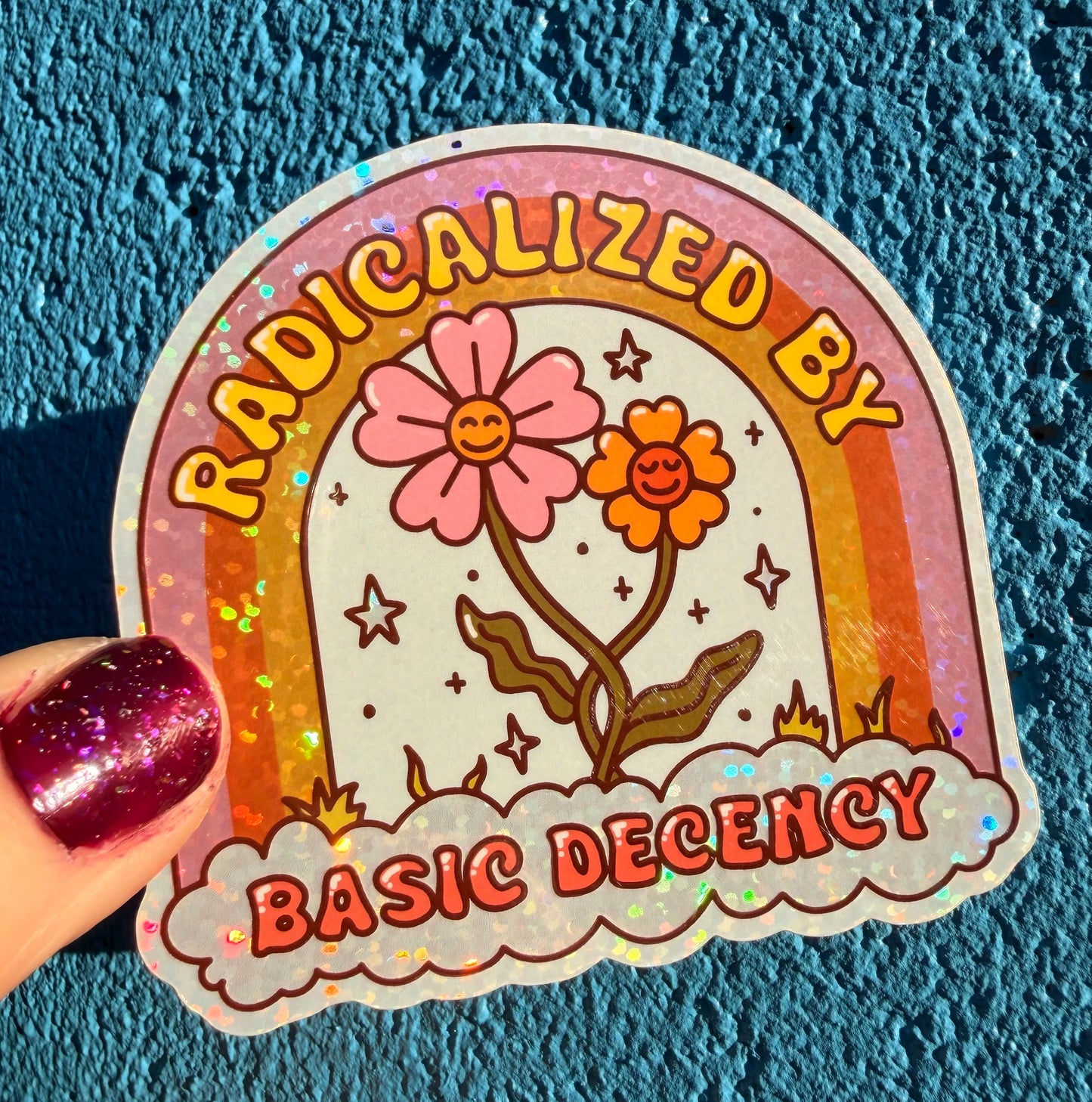 Radicalized By Basic Decency Glitter Sticker