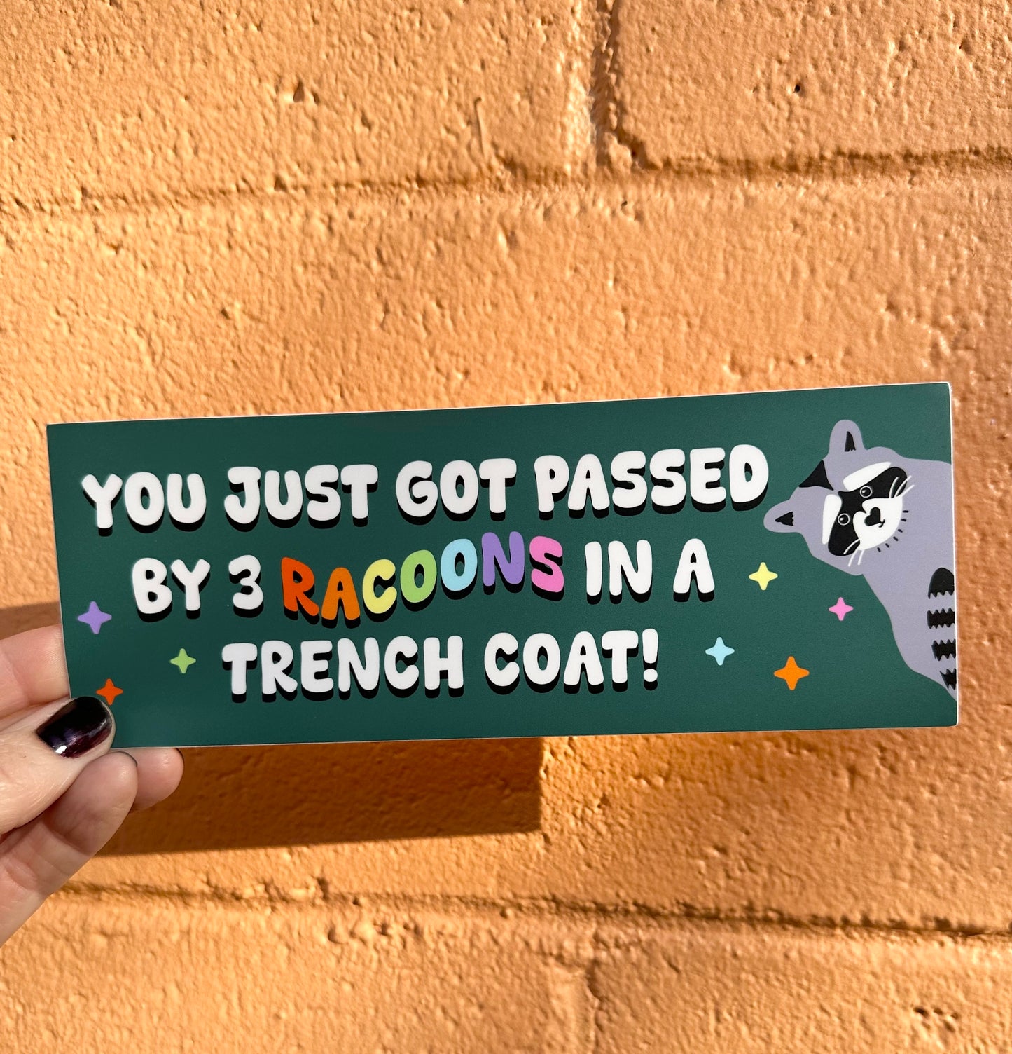 You Just Got Passed By 3 Raccoons In A Trench Coat Bumper Sticker