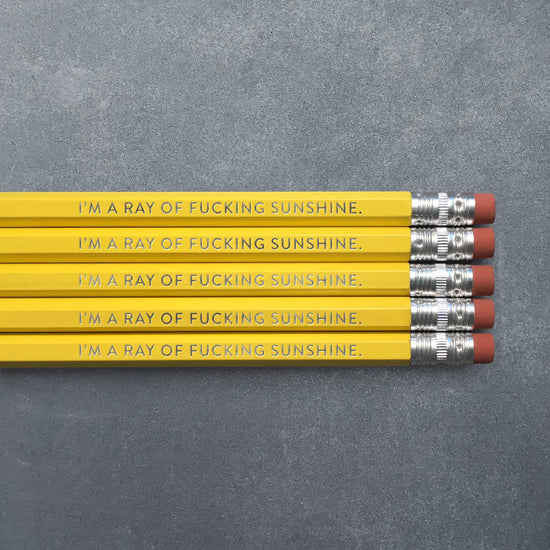 Load image into Gallery viewer, I&amp;#39;m A Ray Of Fucking Sunshine Pencil Set - 5 pk
