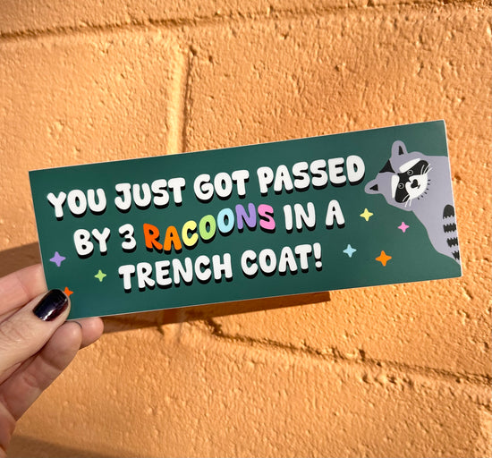 You Just Got Passed By 3 Raccoons In A Trench Coat Bumper Sticker