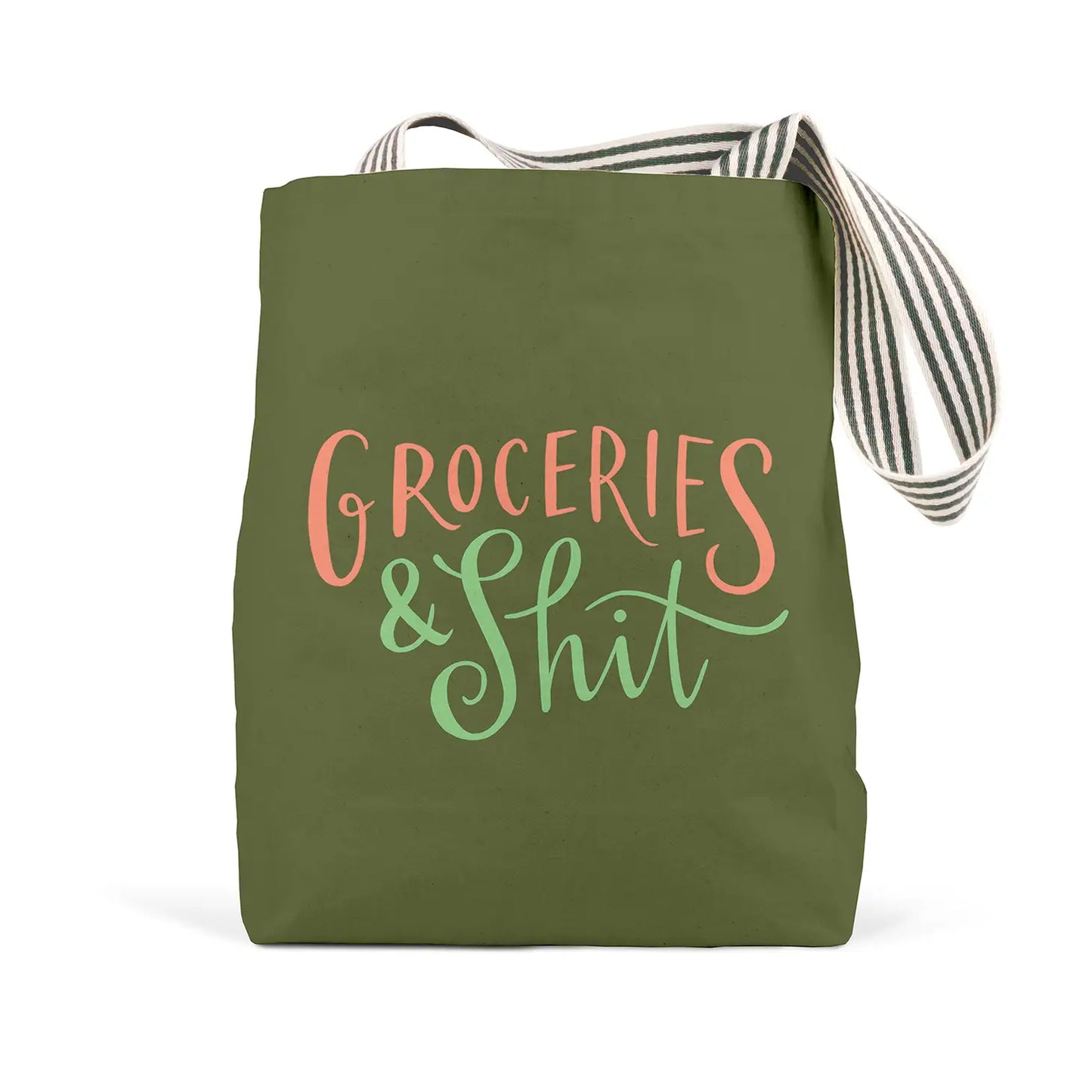 Load image into Gallery viewer, Groceries &amp;amp; Shit Tote Bag (Olive)

