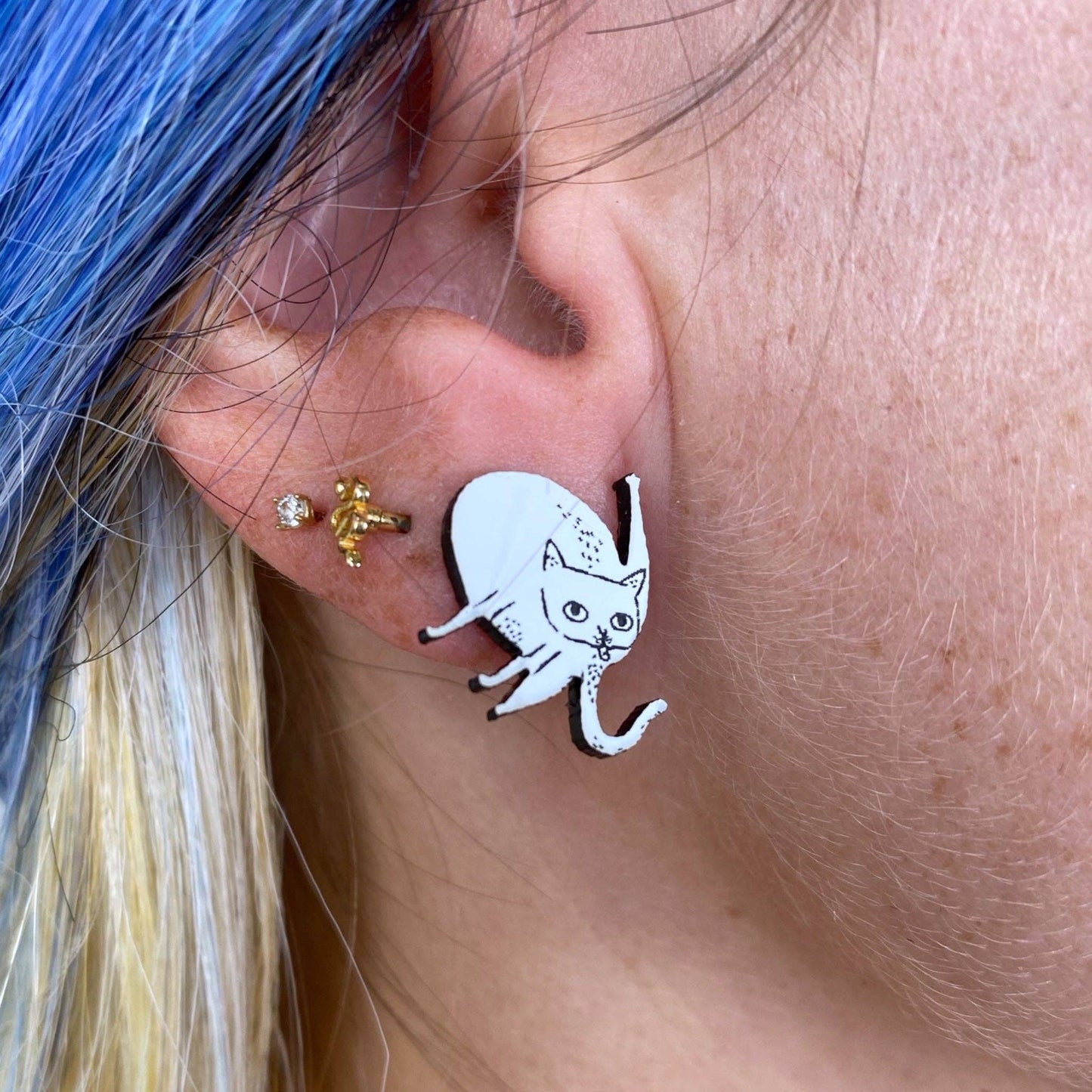 Gemma Correll Look After Yourself Cat Stud Earrings