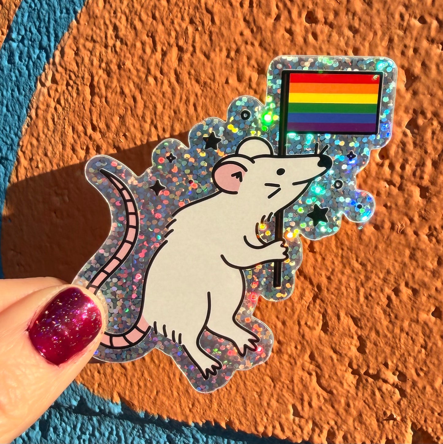 Protest Rat Glitter Sticker