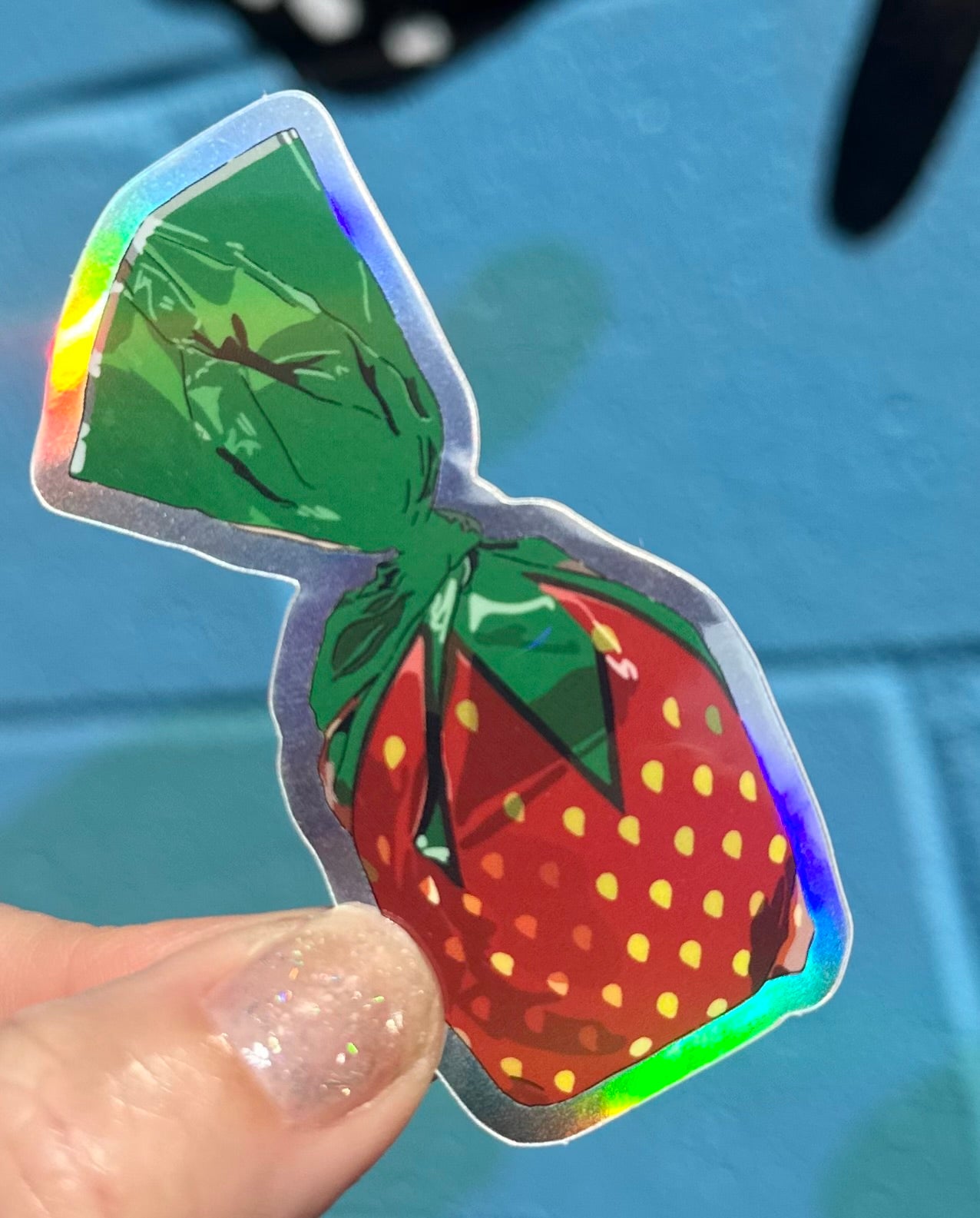 Strawberry Candy Holographic Sticker