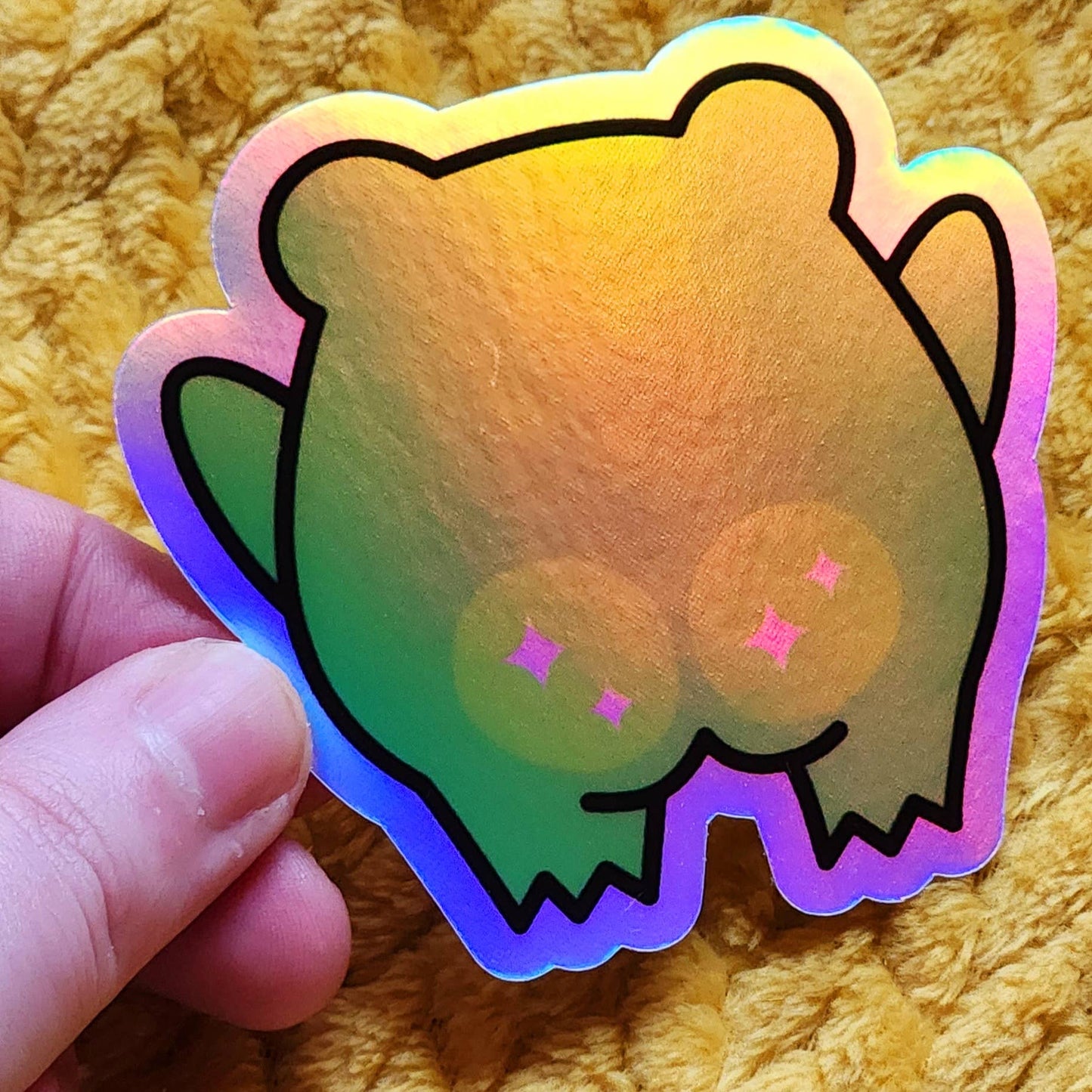 Kawaii Frog Butt Holographic Sticker