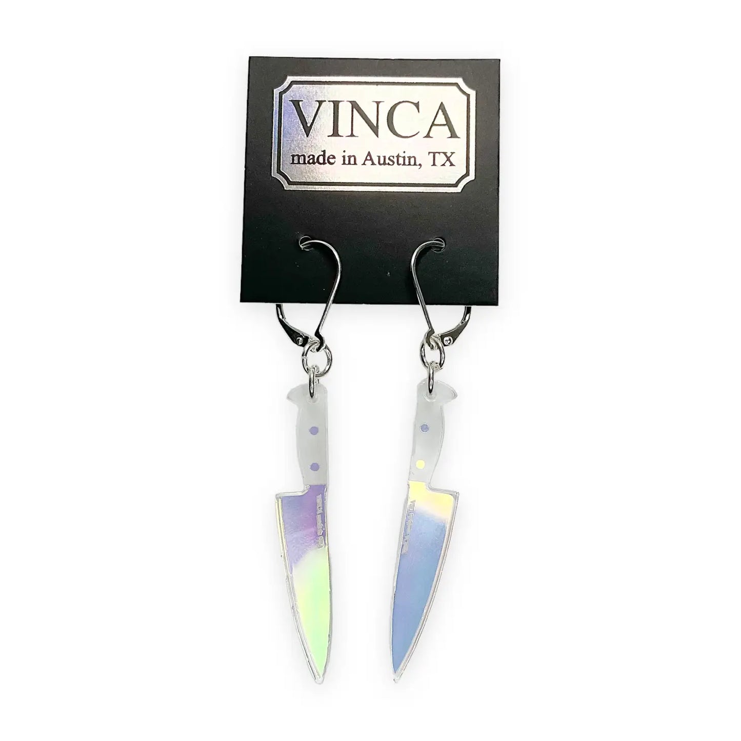 Hologram Knife Fish Hook Earrings