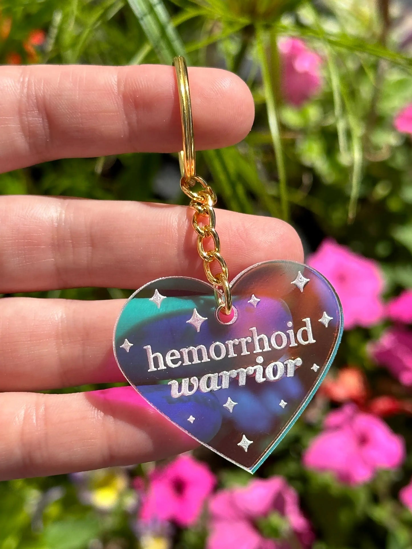 Hemorrhoid Warrior Iridescent Keychain