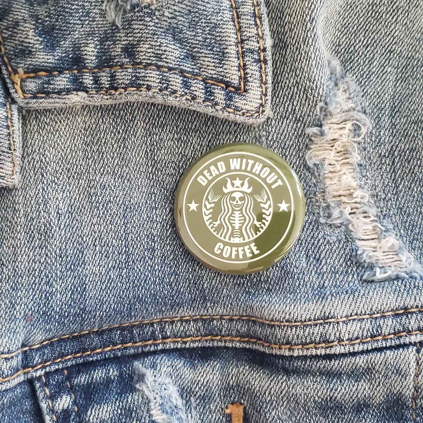 Dead Without Coffee Pinback Button