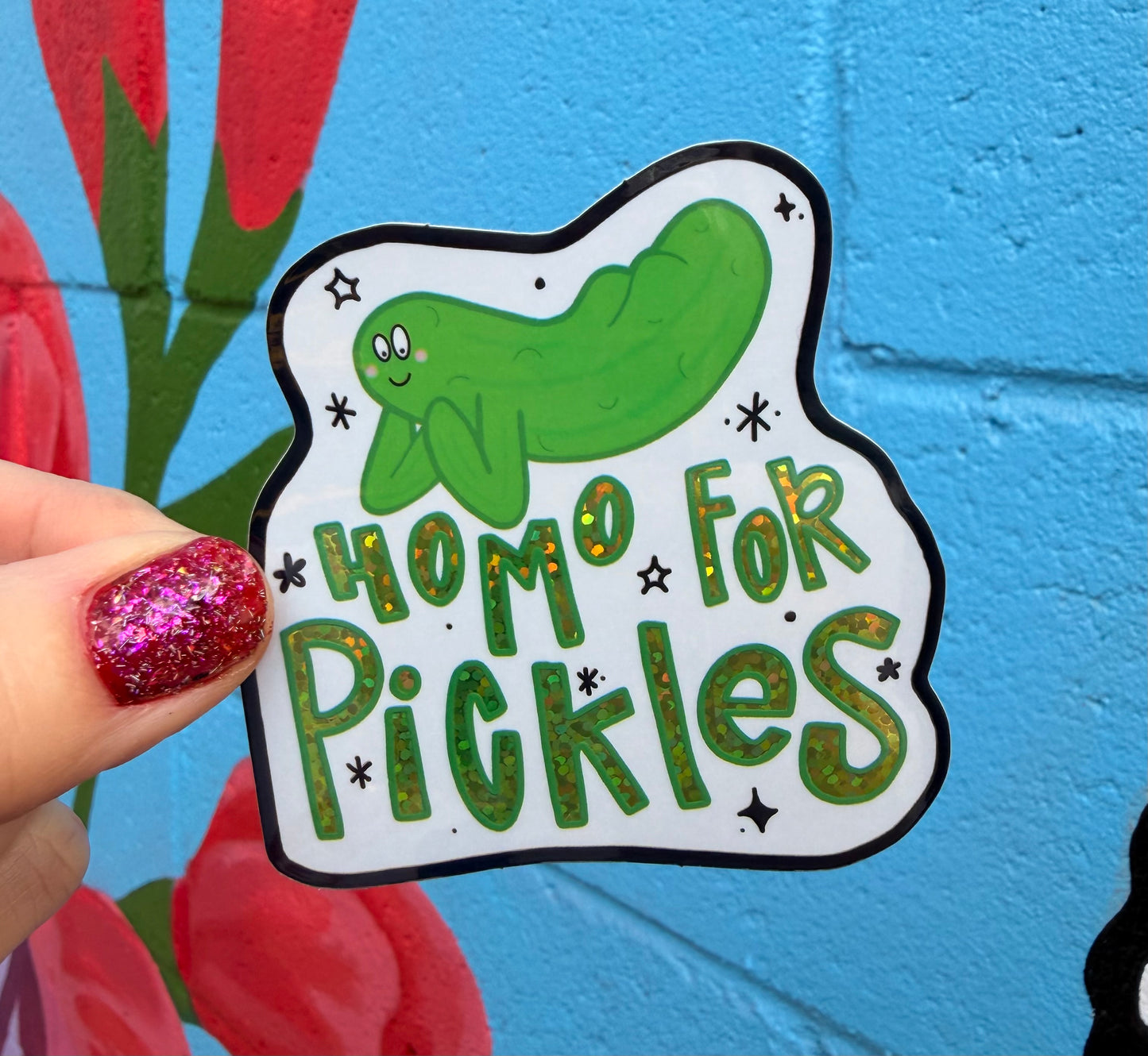 Homo For Pickles Glitter Sticker