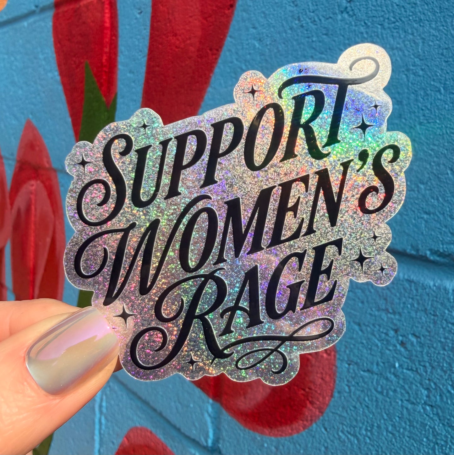 Support Women's Rage Glitter Sticker