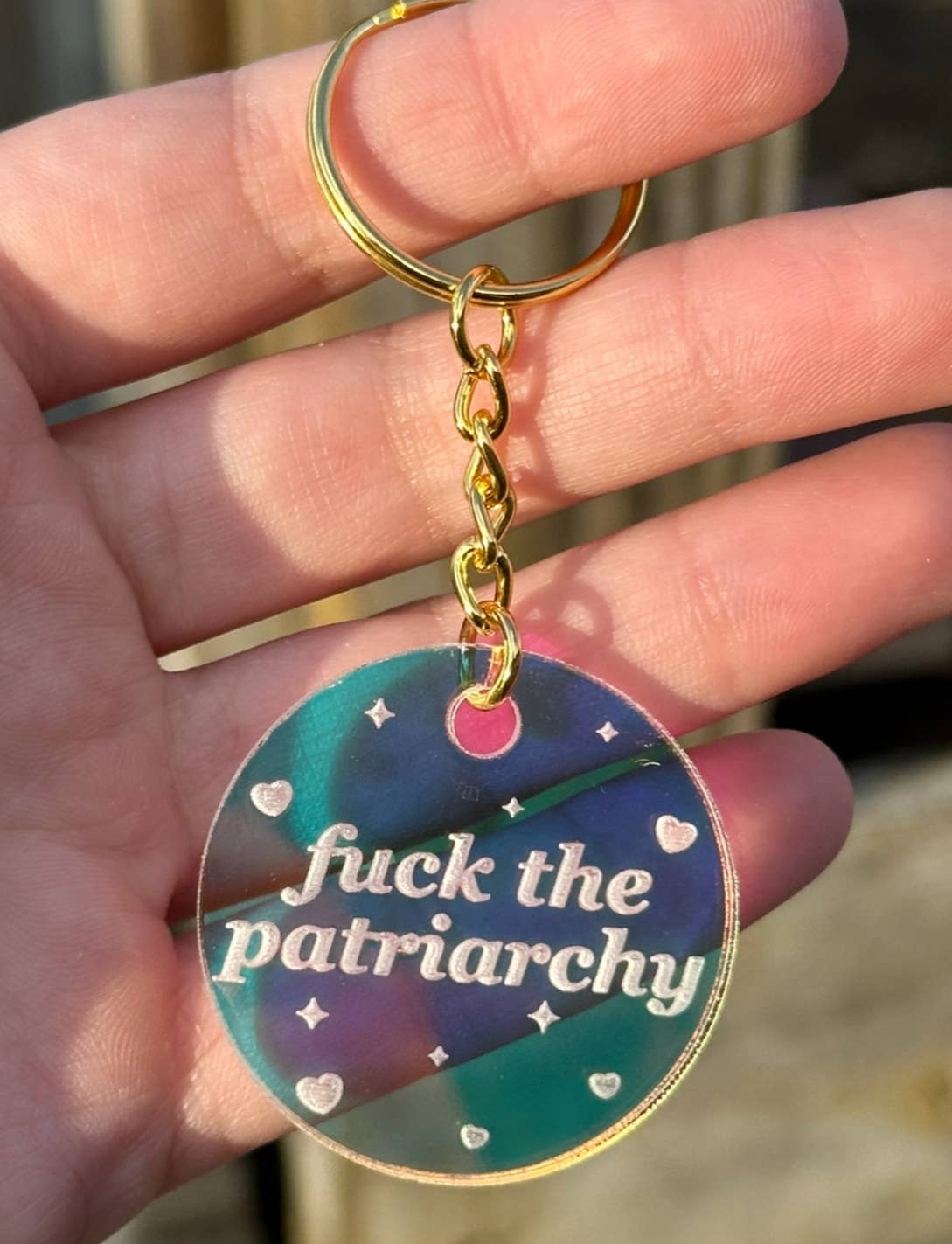 Fuck The Patriarchy Circle Acrylic Keychain