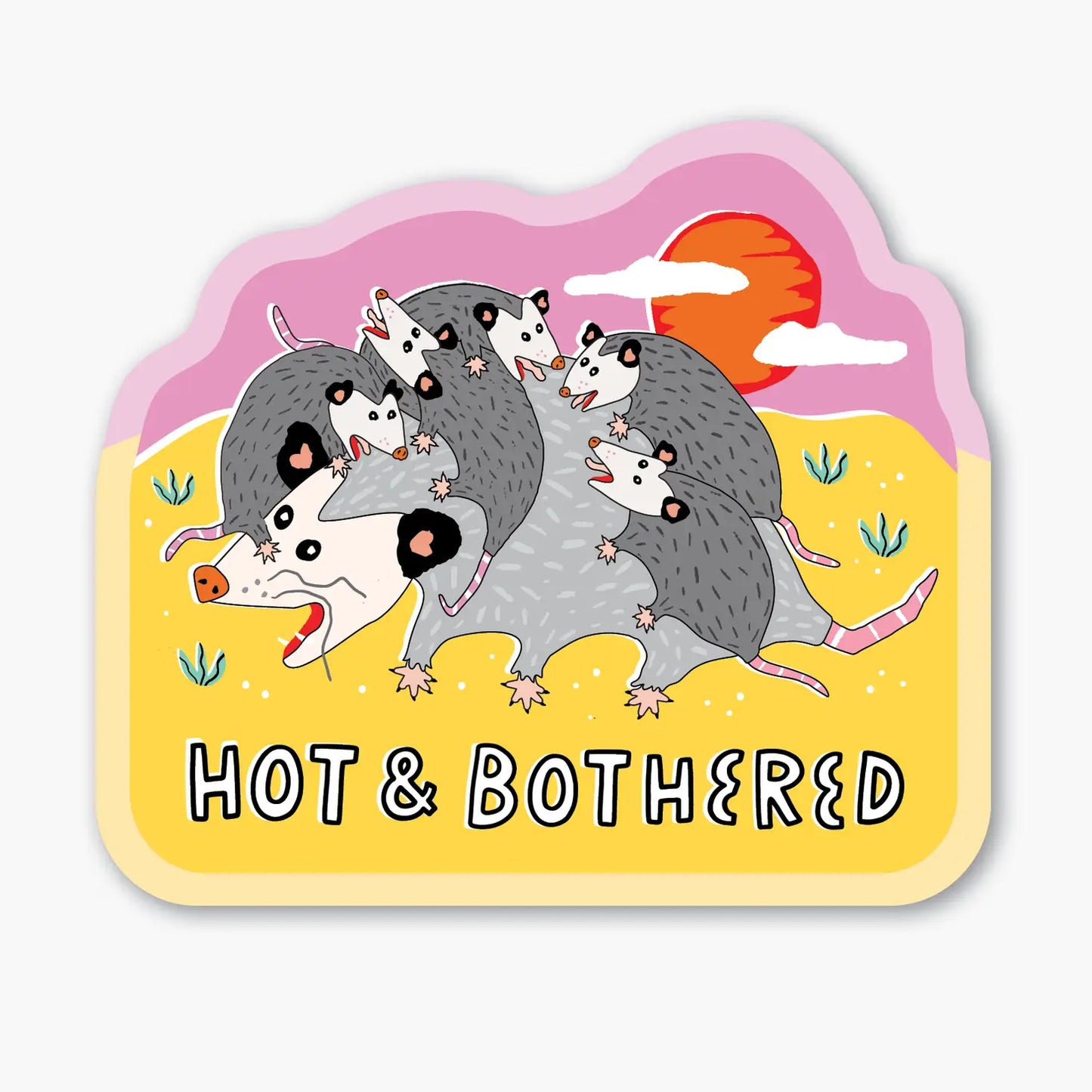 Load image into Gallery viewer, Hot &amp;amp; Bothered Possum &amp;amp; Babies Sticker
