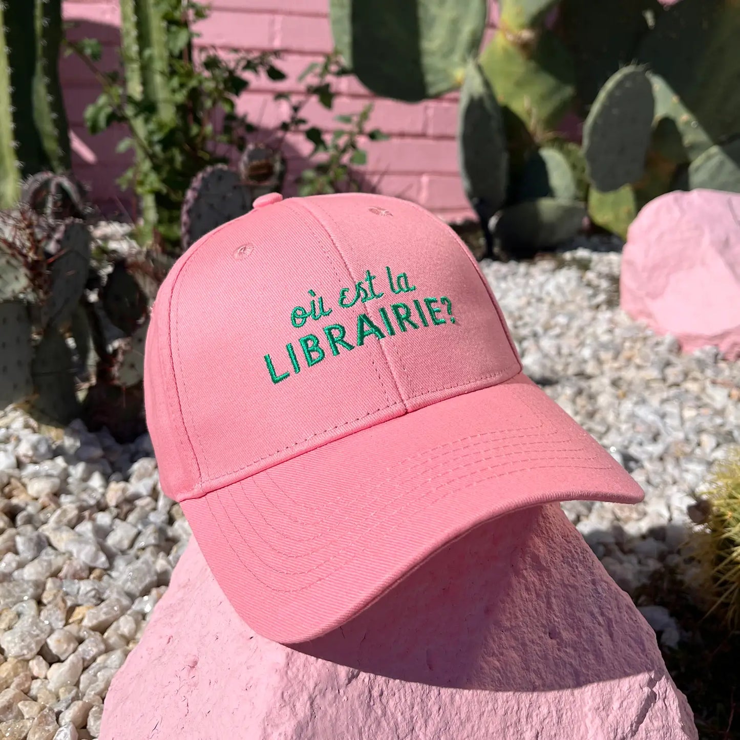 Ou est la Librairie Embroidered Pink Hat