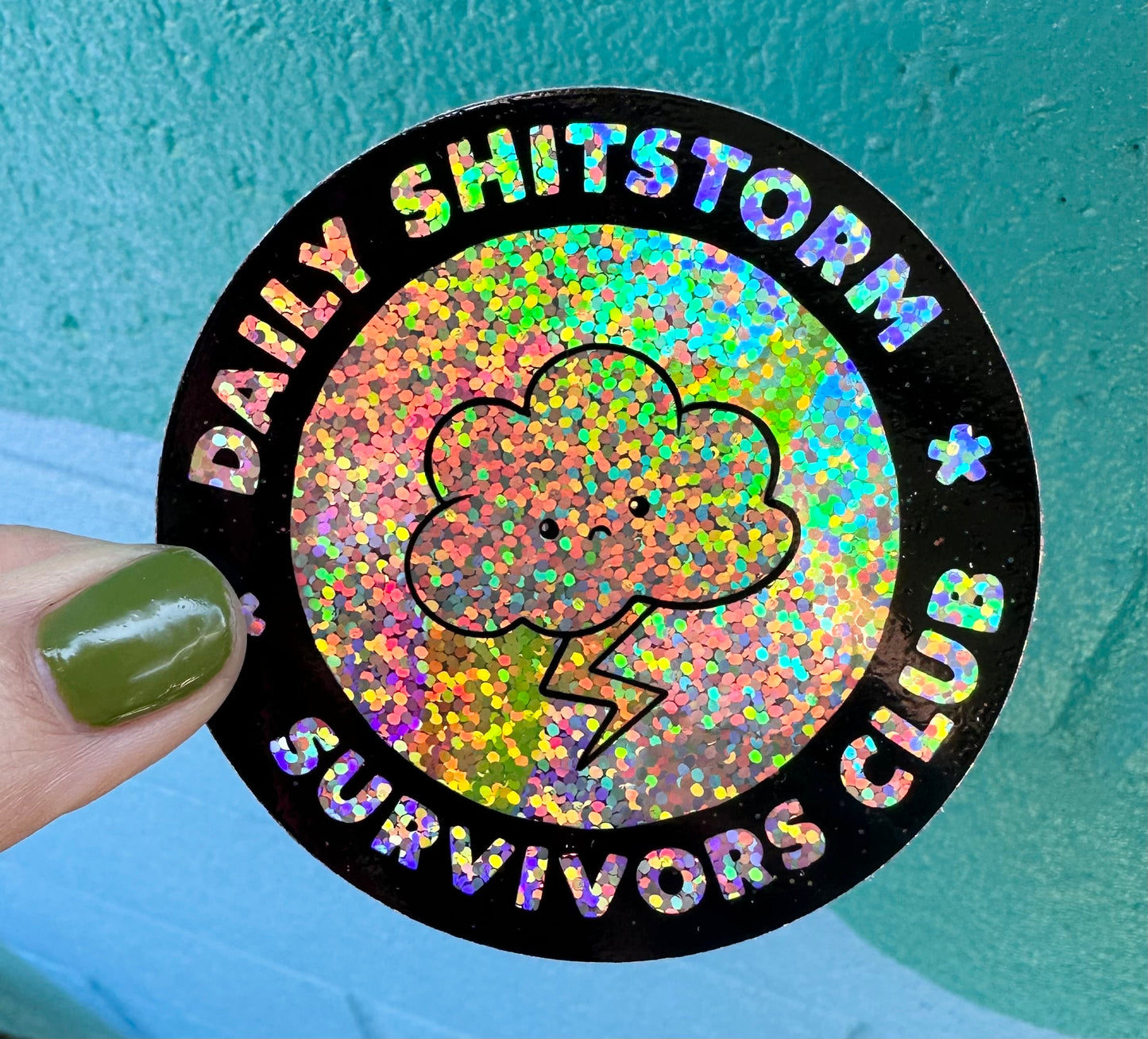 Daily Shitstorm Survivors Club Glitter Sticker