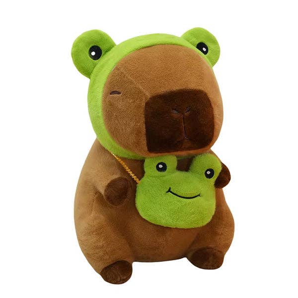 Capybara Kawaii Matching Frog Hat & Purse Plushie