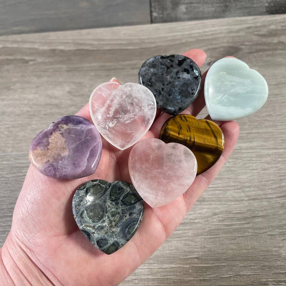 Heart Shaped Worry Stone Crystal Surprise Pull
