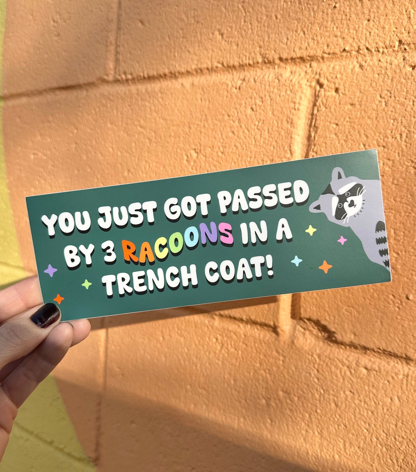 You Just Got Passed By 3 Raccoons In A Trench Coat Bumper Sticker