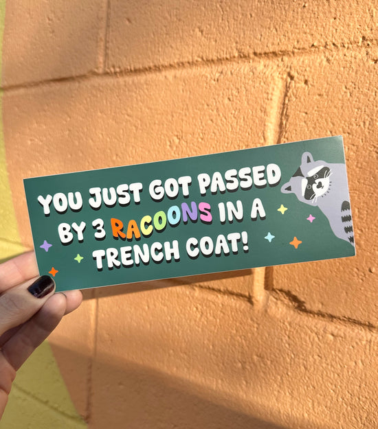 You Just Got Passed By 3 Raccoons In A Trench Coat Bumper Sticker
