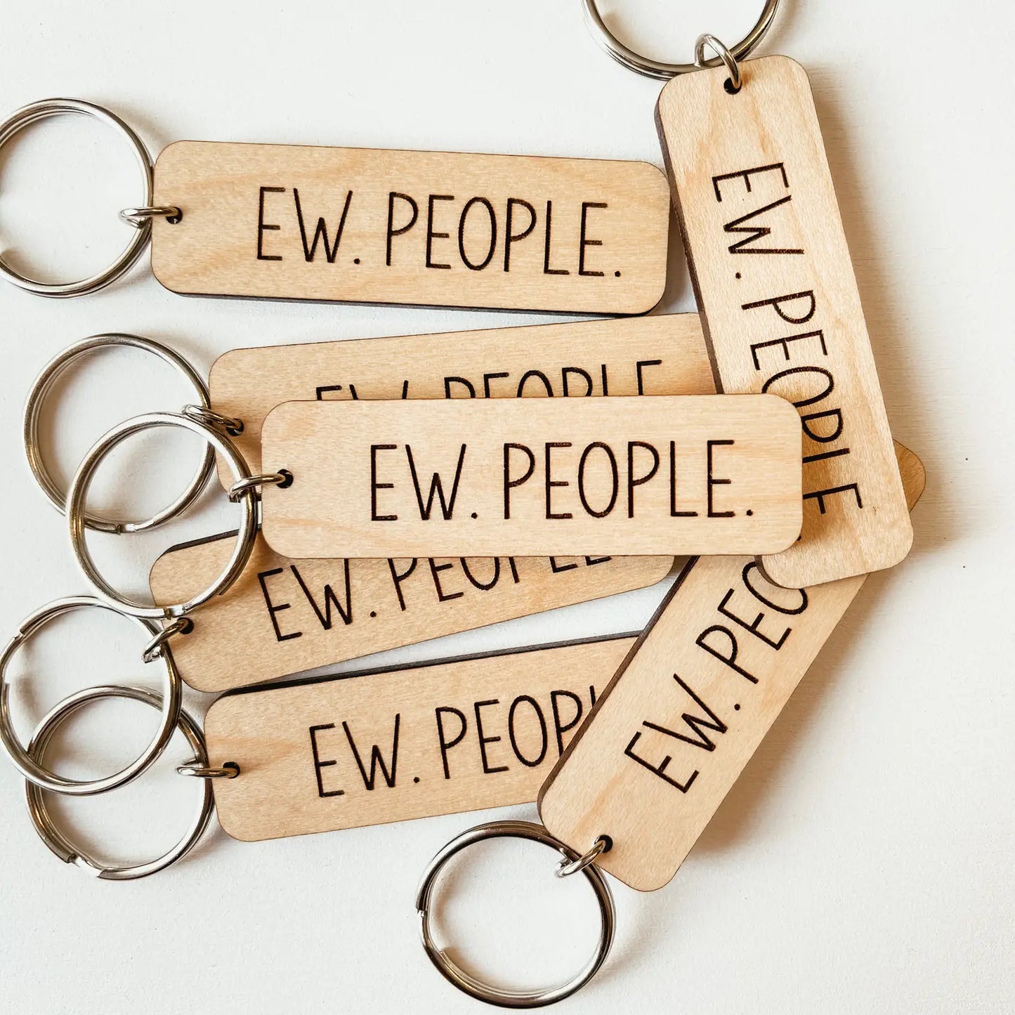 Ew. People. Wooden Keychain