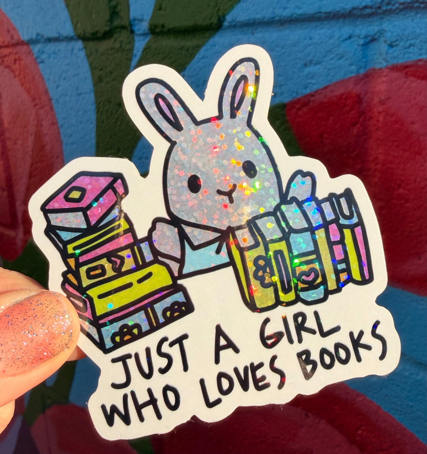 Just A Girl Who Loves Books Glitter Sticker
