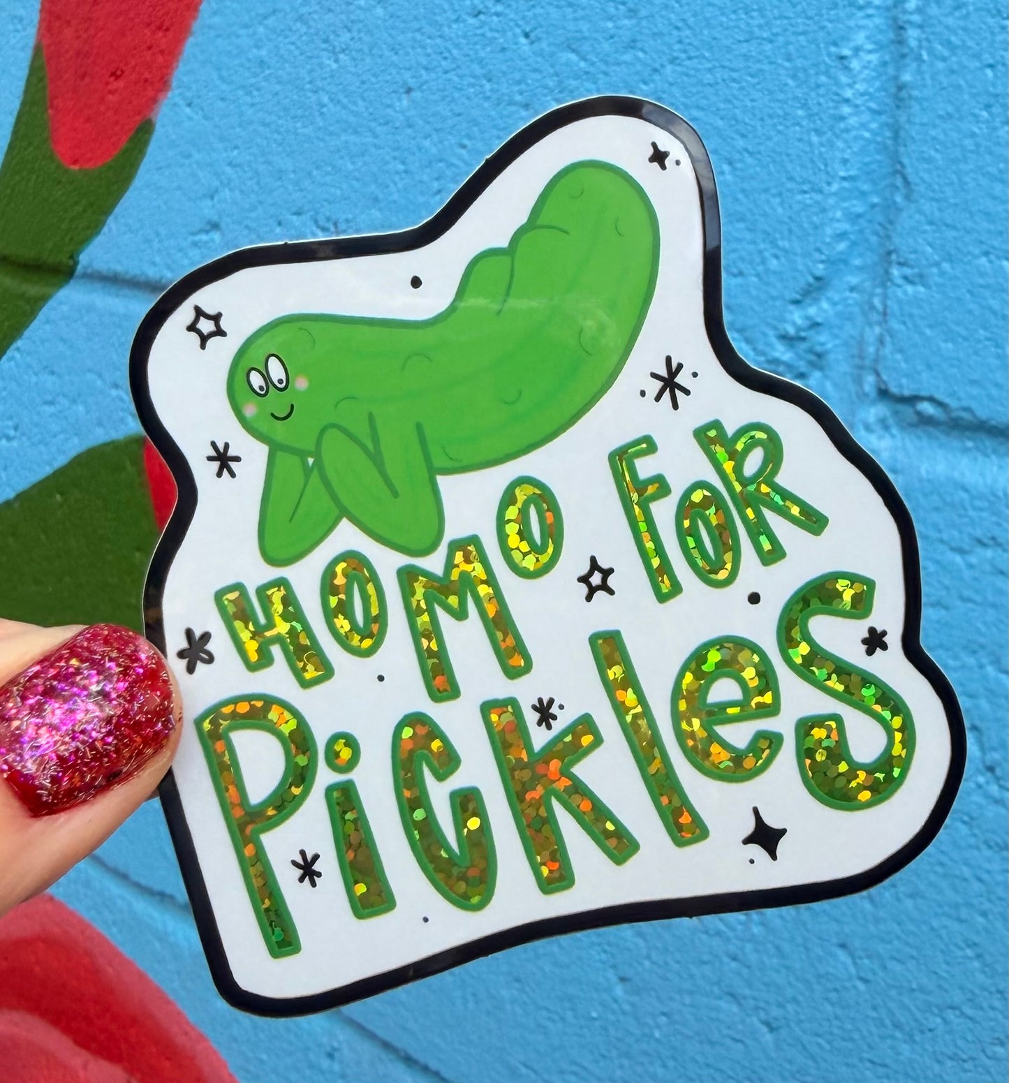 Homo For Pickles Glitter Sticker