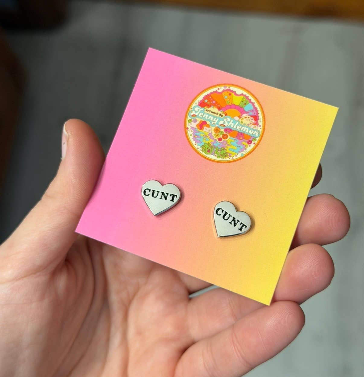 Cunt Heart Stud Earrings