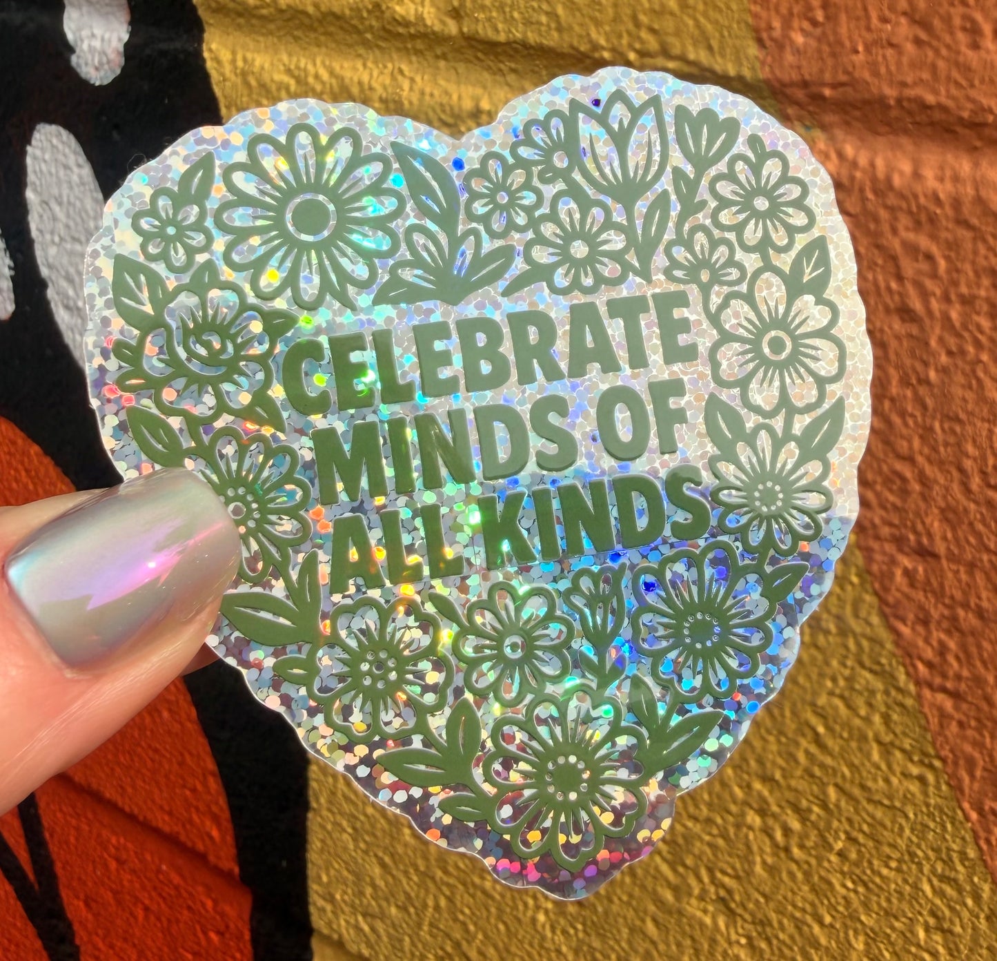 Celebrate Minds Of All Kinds Glitter Sticker