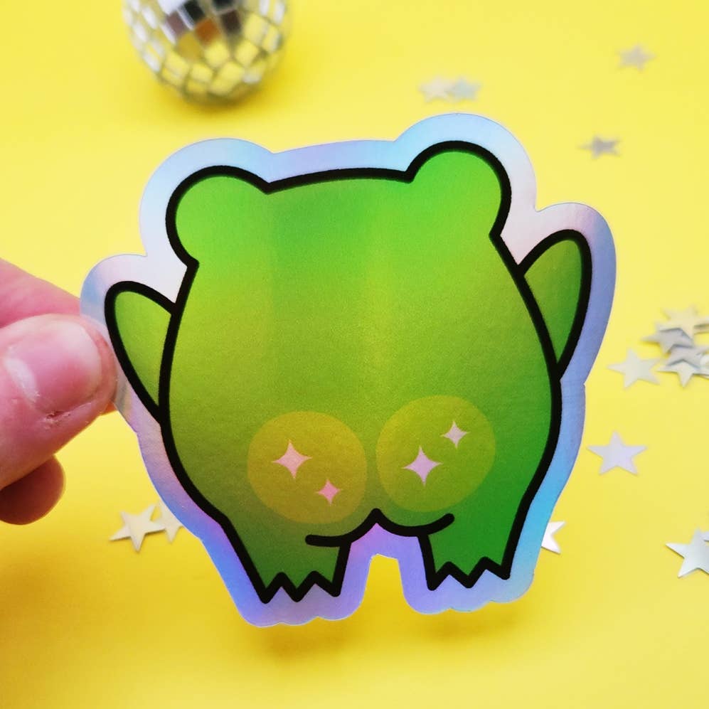 Kawaii Frog Butt Holographic Sticker