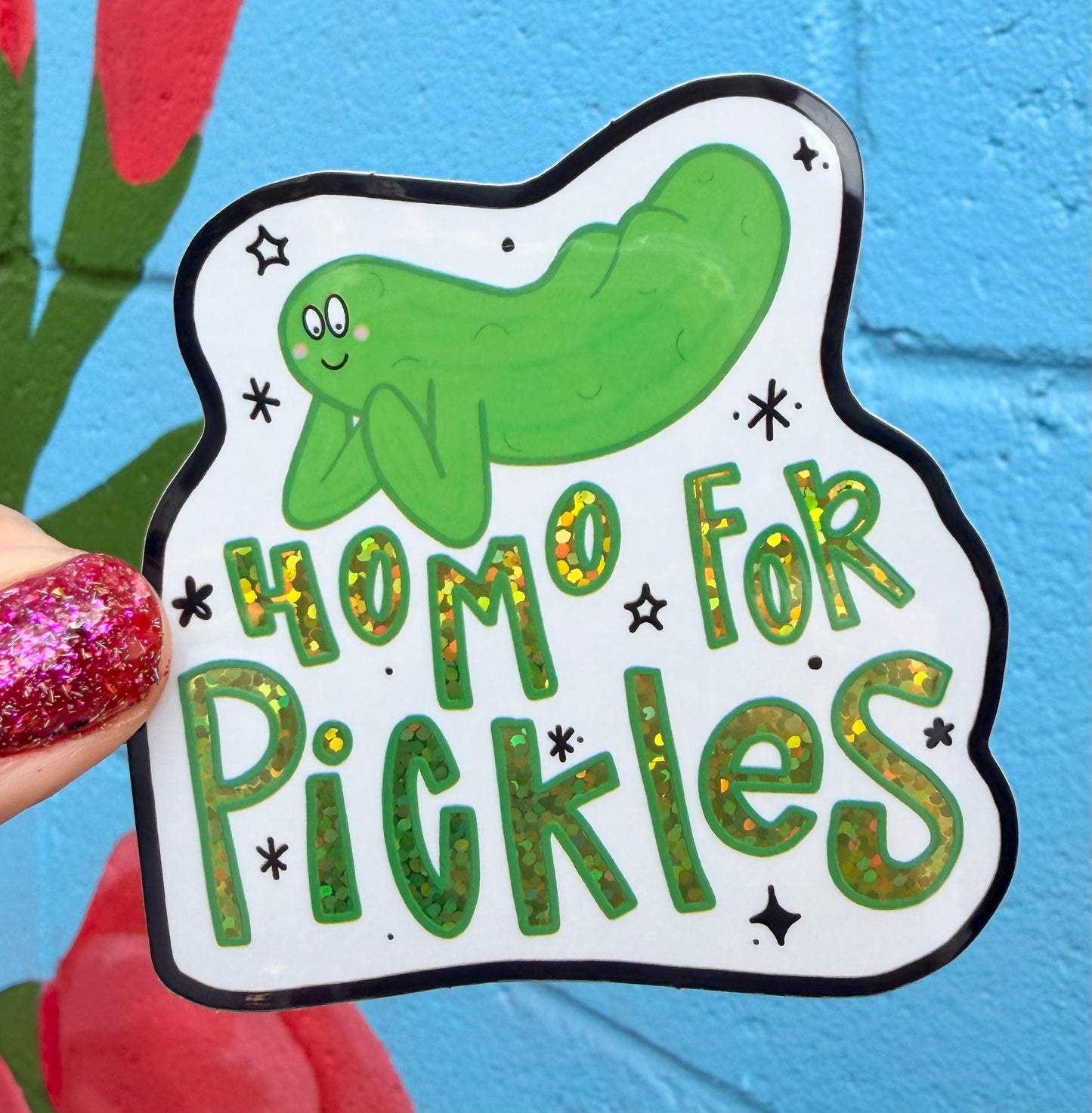 Homo For Pickles Glitter Sticker
