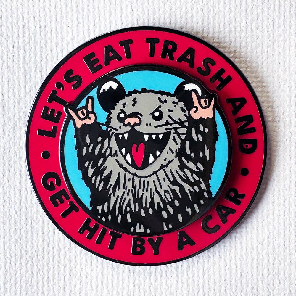 Let's Eat Trash Spinning Possum Pin