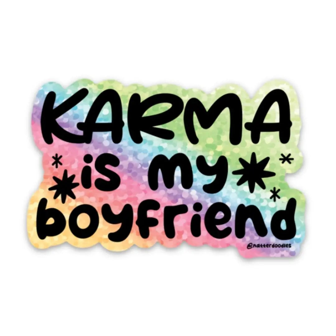 Load image into Gallery viewer, Karma Is My Boyfriend Glitter Sticker
