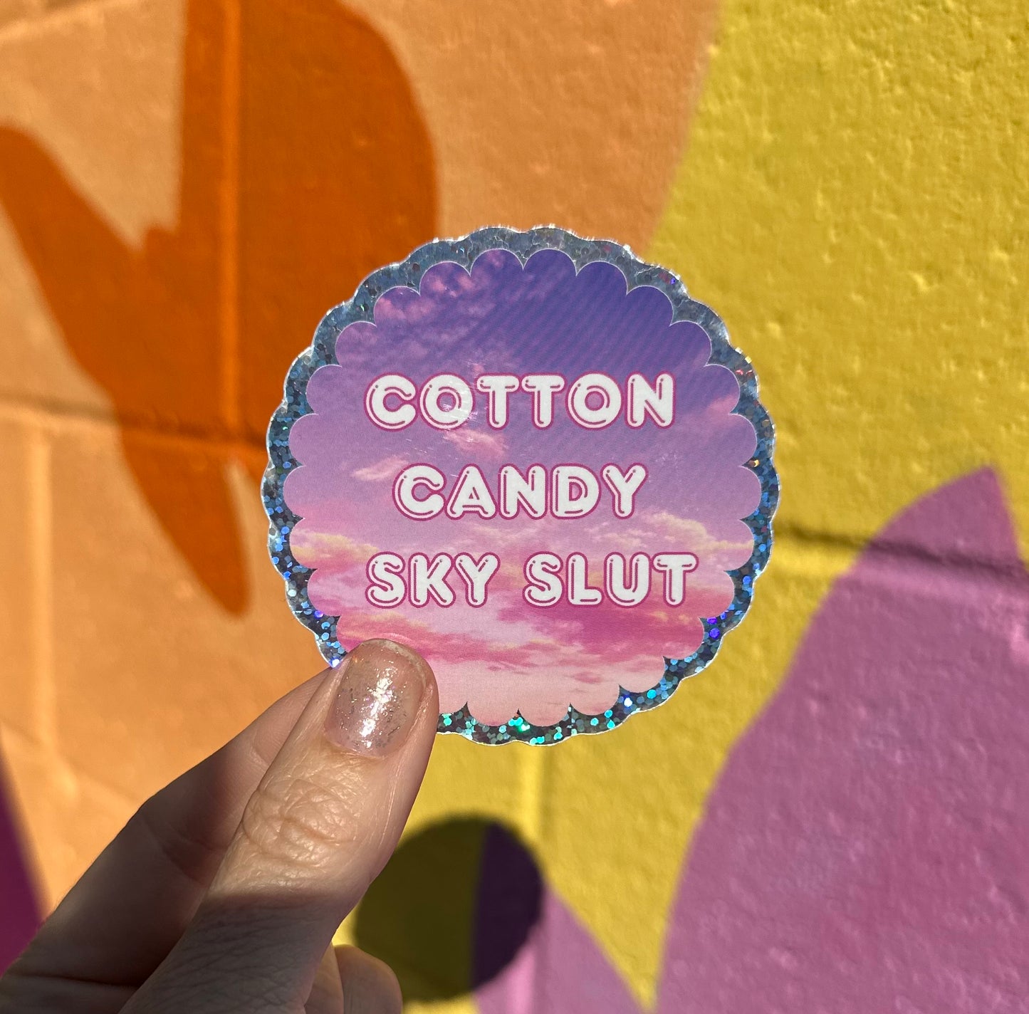 Cotton Candy Sky Slut Glitter Sticker