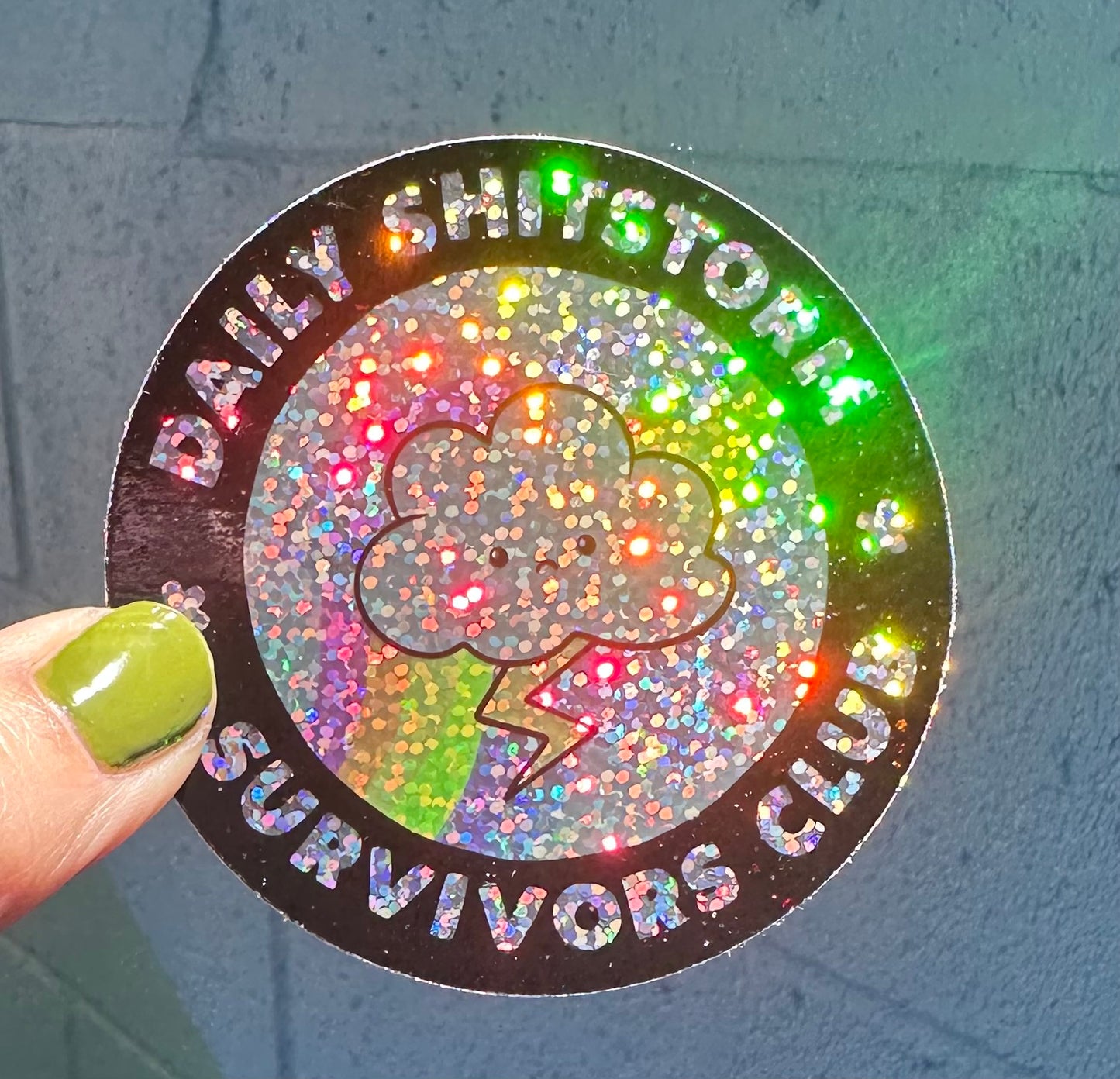 Daily Shitstorm Survivors Club Glitter Sticker
