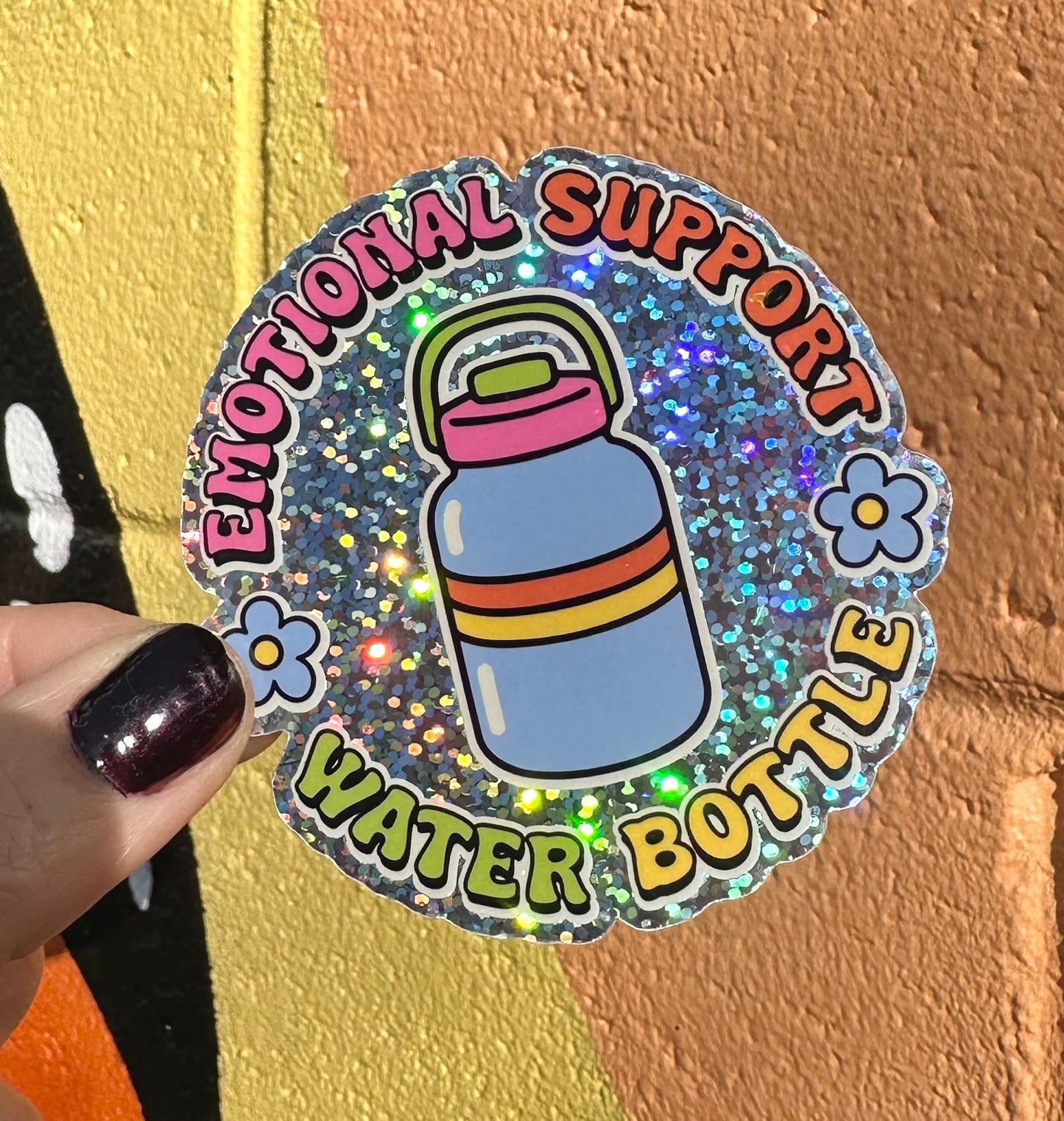 Emotional Support Water Bottle Glitter Sticker
