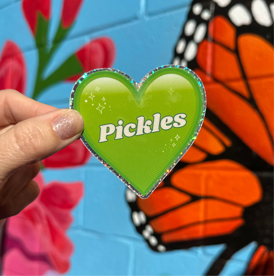 Pickles Heart Glitter Sticker