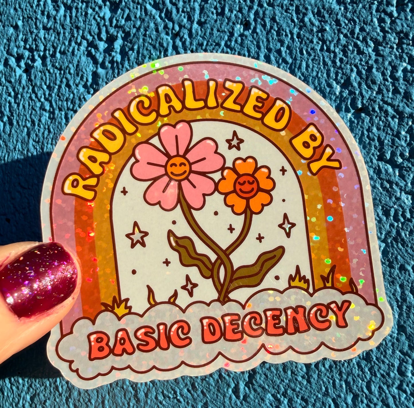Radicalized By Basic Decency Glitter Sticker
