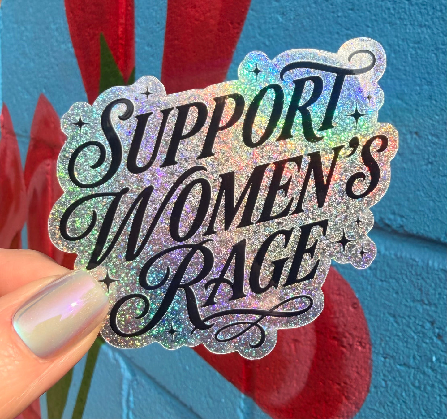Support Women's Rage Glitter Sticker