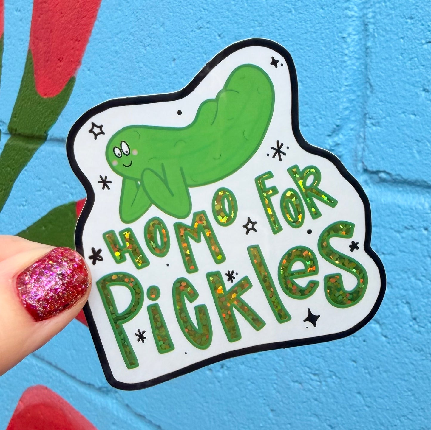Homo For Pickles Glitter Sticker