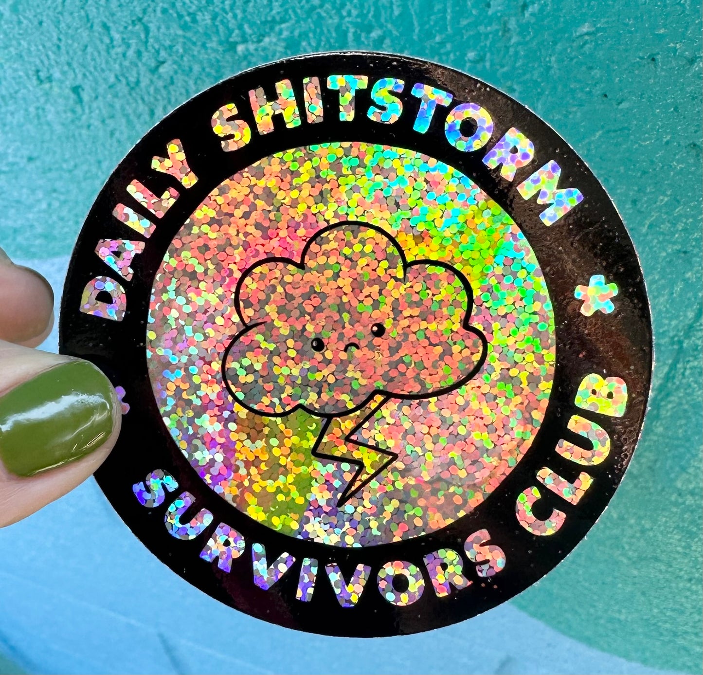 Daily Shitstorm Survivors Club Glitter Sticker