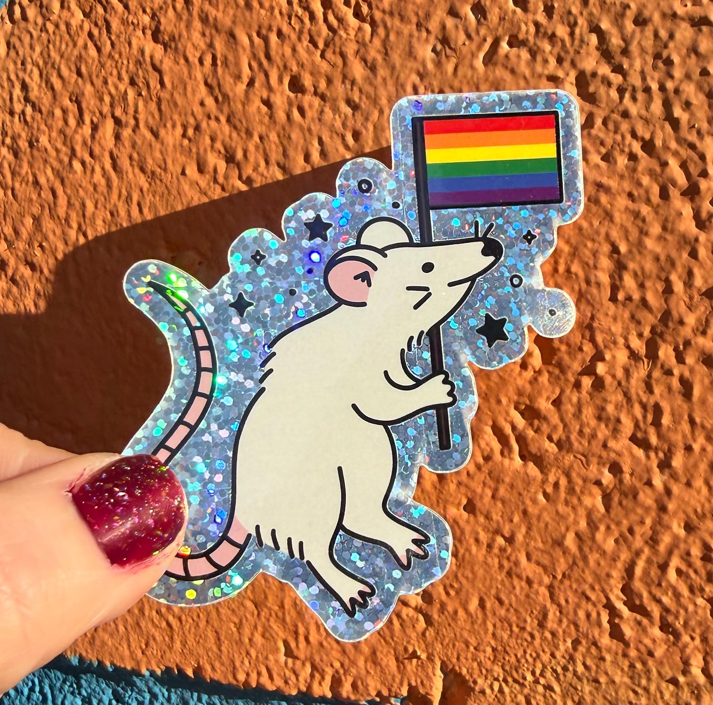 Protest Rat Glitter Sticker