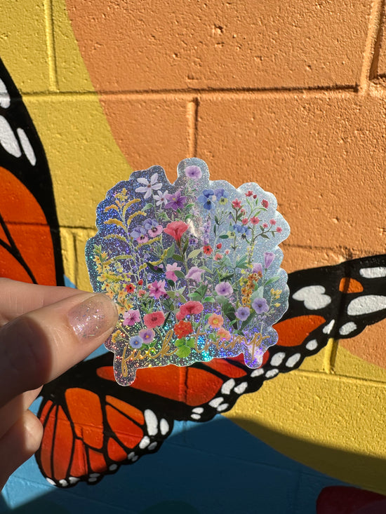 Hidden "Fuck Trump" Floral Pixie Glitter Sticker