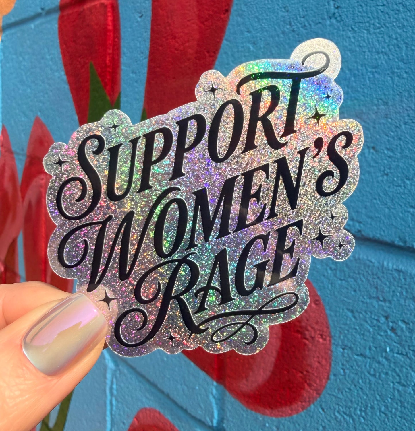 Support Women's Rage Glitter Sticker