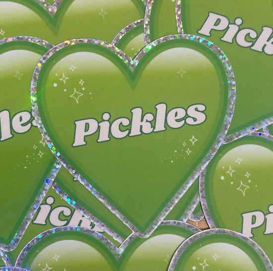 Pickles Heart Glitter Sticker