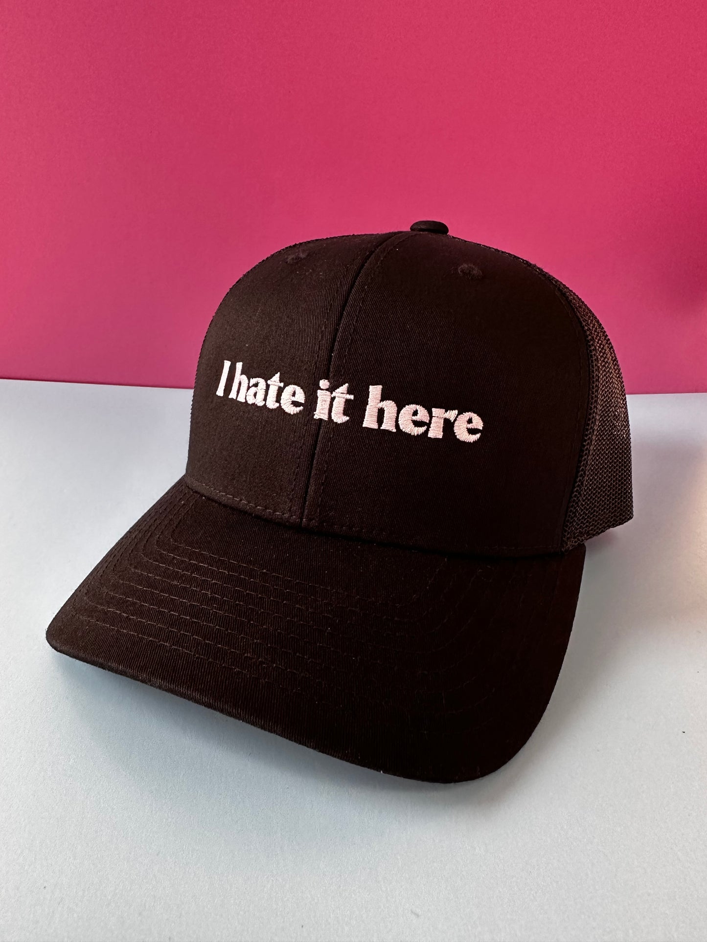 Load image into Gallery viewer, I Hate It Here Embroidered Trucker Retro Hat
