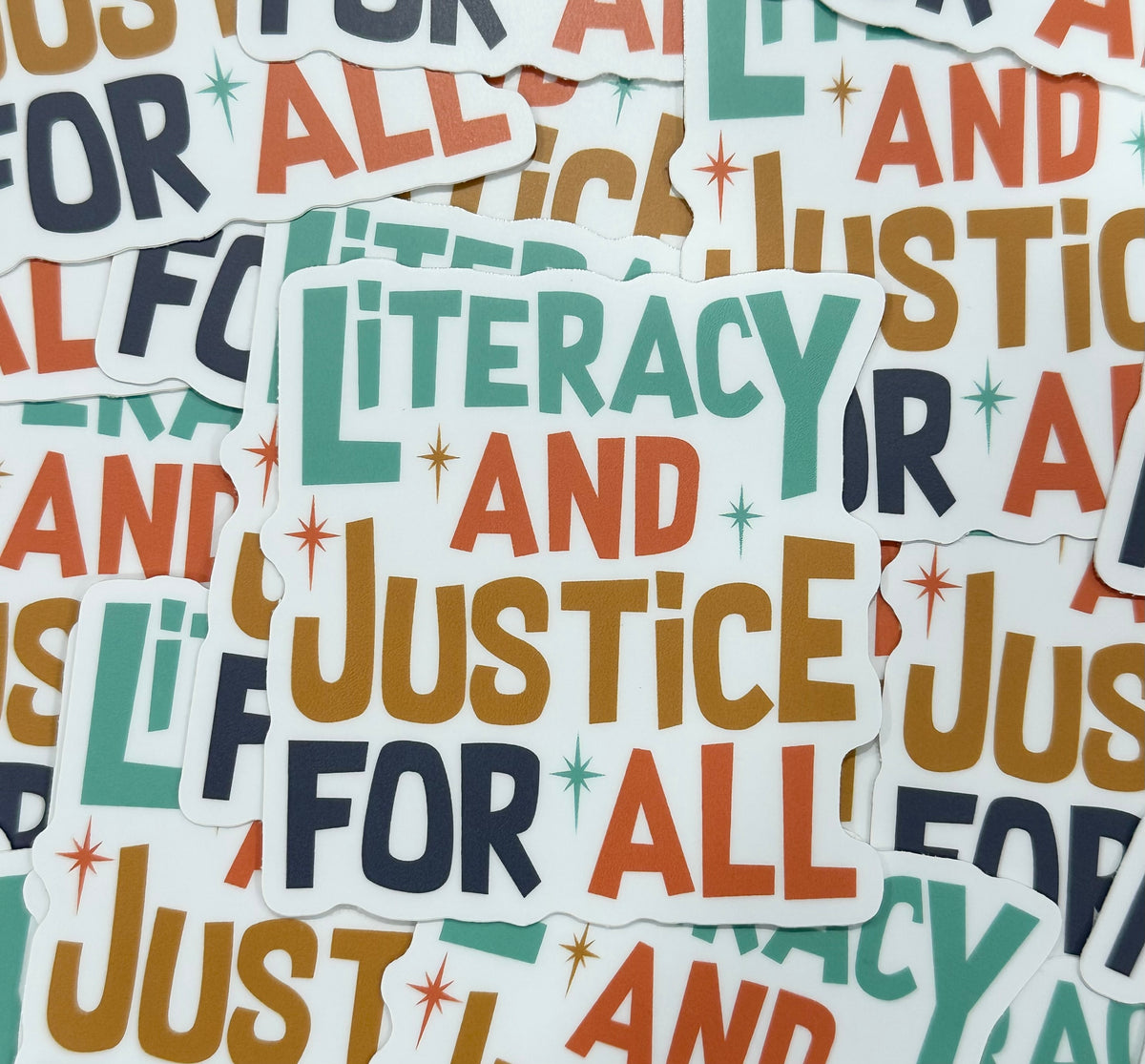 Literacy and Justice For All Sticker – Hilarious Humanitarian
